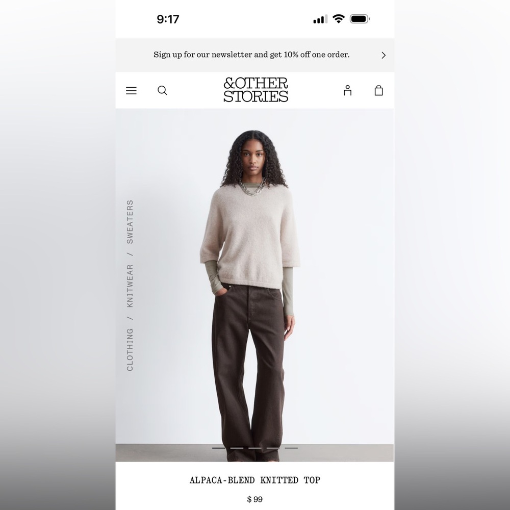 & Other Stories Cream Alpaca-Blend Crew Neck Sweater